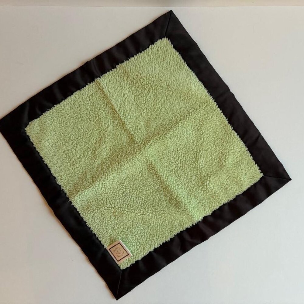 Swaddle Designs Baby Lovie "Green Microfleece with Chocolate Brown Satin Trim" - Picture 4 of 7